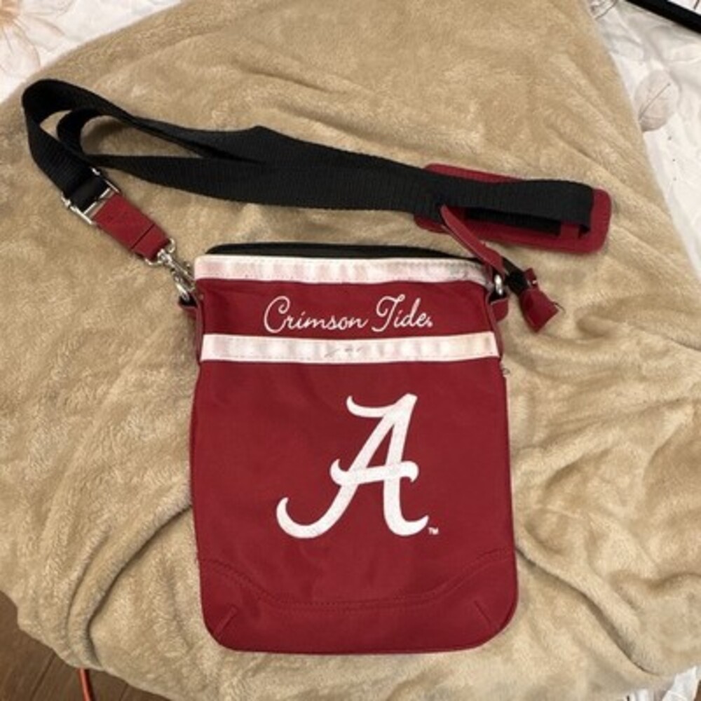 Alabama Crimson Tide "A" Logo Crimson White Crossbody Bag Adjustable Strap
